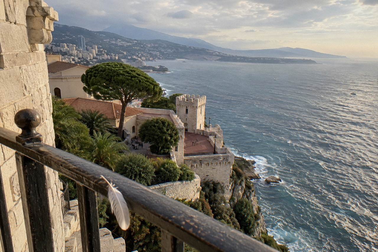 The Monaco coastline seen from the Rock, with the Mediterranean and harbor below