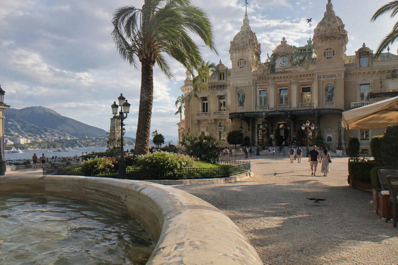 The ornate facade of the Casino de Monte-Carlo lit in the late afternoon