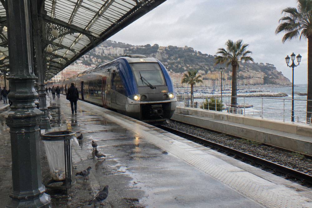 TER regional train on the coastal line between Nice and Monaco